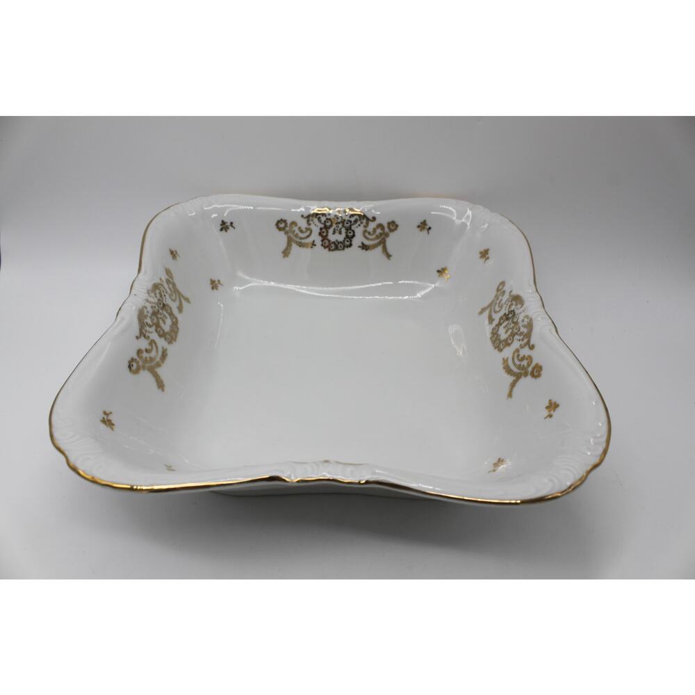 Vtg Winterling Bavaria Germany Ivory Gold Square Bone China Serving Bowl